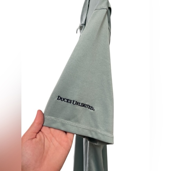 Duck unlimited sage green short sleeve athletic polo shirt - Picture 6 of 7